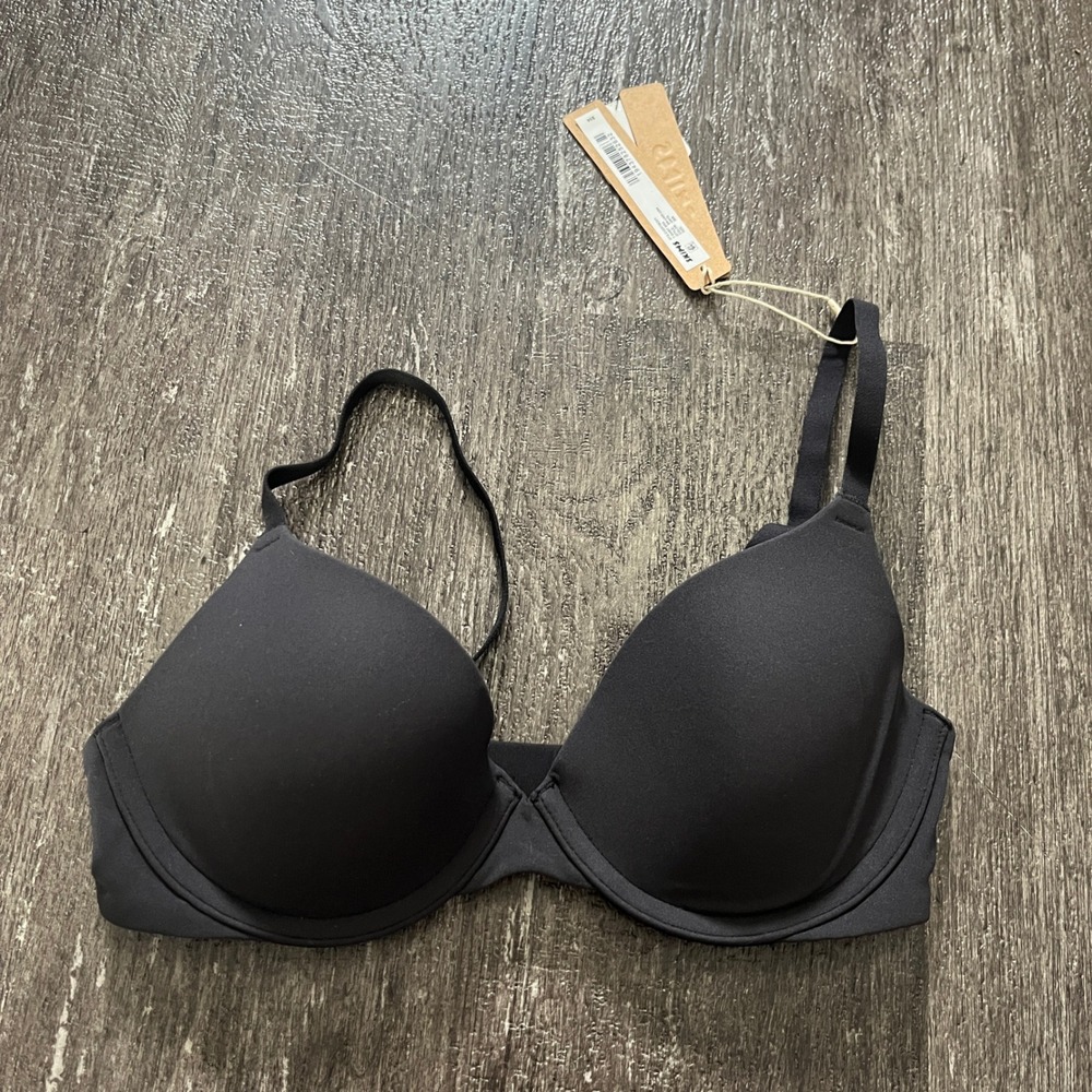 SKIMS Fits Everybody T Shirt Bra Black Comfort Everyday Underwire Size 30B